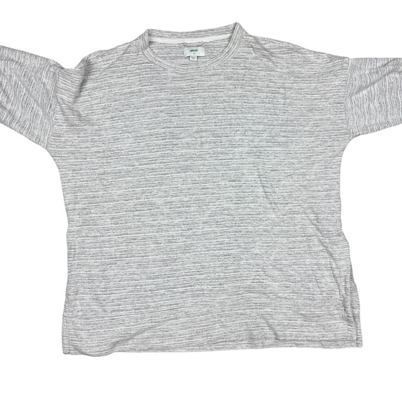 Aerie Ribbed Sweater Women’s Large Pullover White Black Gray‎ Oversize Split Hem - Picture 4 of 10